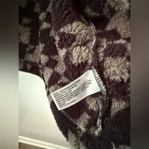 Joy Lab Oversized Checkered Loose Fit Fleece Cropped Jacket Black Green Size M L thumbnail 7