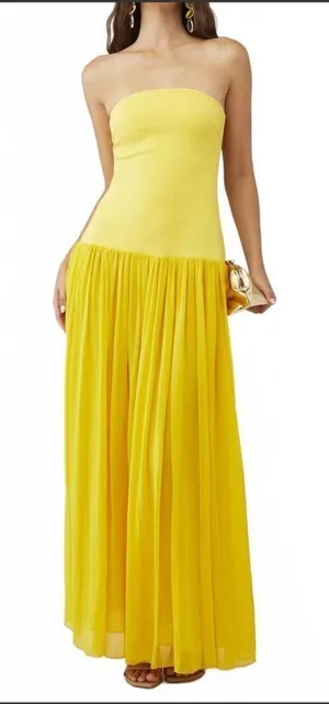NWT Elliatt Yellow Strapless Gown Dress Size M thumbnail 1