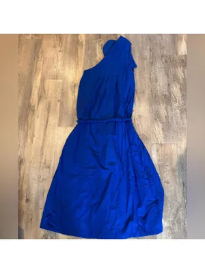 NWT FARM Rio Navy Blue One Shoulder Asymmetrical Ruffled Midi Sundress XS thumbnail 7
