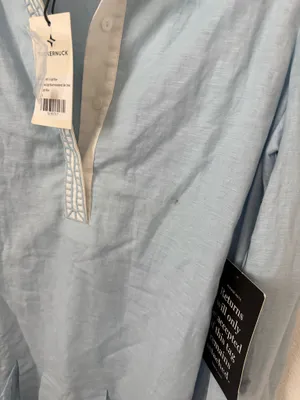 Tuckernuck Sky Blue Button-Down Tunic with White Contrast Collar thumbnail 5