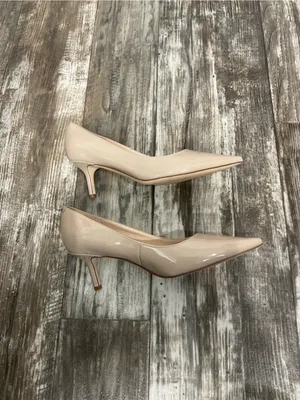 Marc Fisher Beige Patent Pointed-Toe Kitten Heel Pumps thumbnail 9