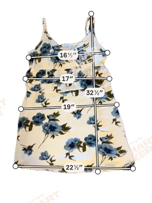 American Eagle Outfitters Cream Mini Dress with Blue Floral Print thumbnail 7