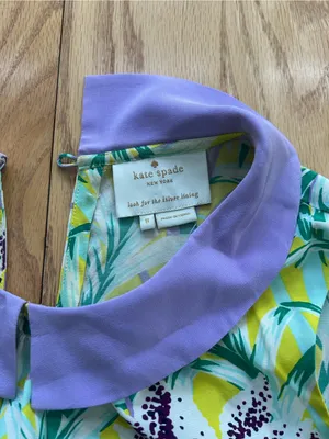 Kate Spade Neal Silk Flora Peter Pan Collar Dress Yellow Tropical Floral Size 8 thumbnail 4
