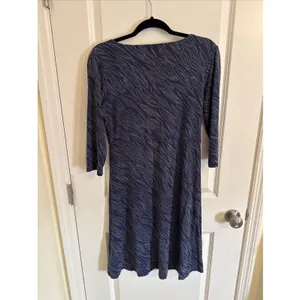 Toad & Co Horny Toad Womens M Blue Rosalinda Gathered Neckline 3/4 Sleeve Dress thumbnail 3