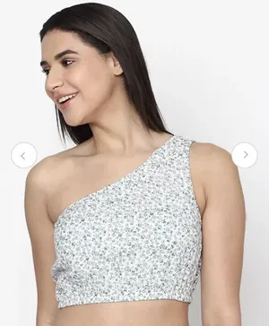 American Eagle Outfitters Floral One Shoulder Crop Top 100% Cotton Size‎ XS thumbnail 1
