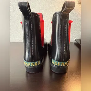 Lauren Ralph Lauren Black and Red Winter Rain Boots thumbnail 5