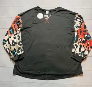 NWT - Now N Forever - Women’s Black Blouse w/ Decorative Sleeves - Size 1X thumbnail 1