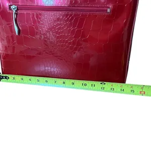 Beijo Shoulder Briefcase Bag Womens Lg Red Croc Embossed Faux Leather Tote Purse thumbnail 9