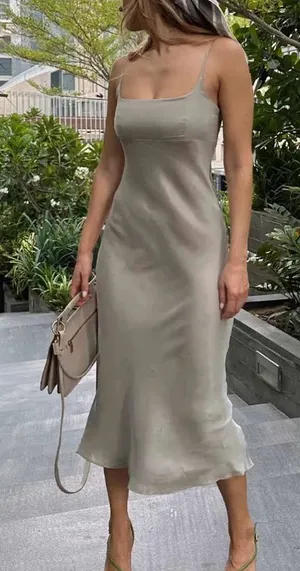 Rumored Saratoga Springs Midi Satin Dress Feminine‎ Travel Party thumbnail 1