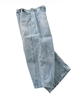 eesome Barrel Horseshoe Denim Jeans Curved Leg in Faded Blue Wash thumbnail 3