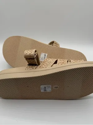 Lane Bryant Raffia Slide Sandals 9W Wide Beige Woven Comfort NWT thumbnail 6