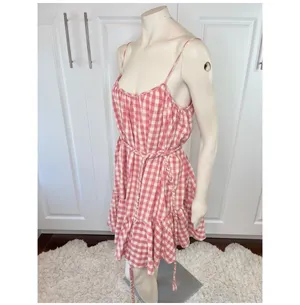 The Impeccable Pig Spin Around Pink Gingham Babydoll Peasant Dress thumbnail 9