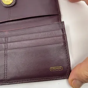 Coach Signature C Flap Brown Burgundy Canvas Wallet thumbnail 6