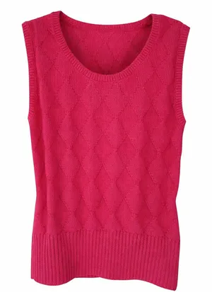 Talbots Vintage 100% Mercerized Cotton Argyle Pink Sweater Vest thumbnail 1