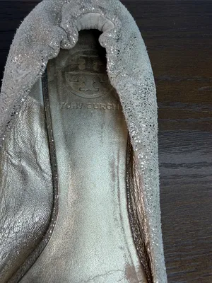 Tory Burch Gold Glitter Reva Logo Ballet Flats thumbnail 2