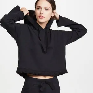 NWT Alala Tropez Black Cropped Hoodie Sweatshirt thumbnail 3