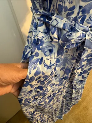 croft & barrow Blue and White Floral Midi Dress with Tie Waist thumbnail 4