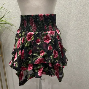 NWT ALICE + OLIVIA Zarya Asymmetrical Smocked Mini Skirt Cheri Floral Sz 2 $395‎ thumbnail 5