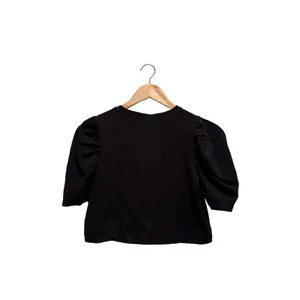 Alice McCall Rosemary Crop Tee Black Puff Sleeve‎ Short Sleeve Top Medium thumbnail 2