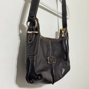 The Sak Y2K Chocolate Brown Leather Shoulder Bag 2000s VTG Fall Faux thumbnail 3