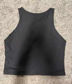 Source Unknown Black Ribbed High-Neck Crop Top thumbnail 1