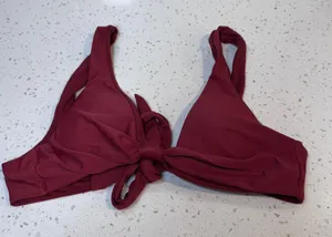 Becca‎ by Rebecca Virtue Womens Burgundy Front Tie Bikini Top Size Small S thumbnail 1