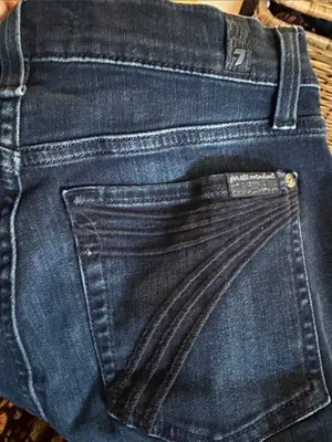 7 for all mankind dojo tailorless flare jeans size 27 dark denim thumbnail 8