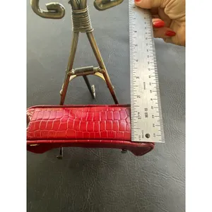 Etienne Aigner Red Croc Embossed Small Cosmetic Pouch Zip Clutch‎ bag EUC thumbnail 5