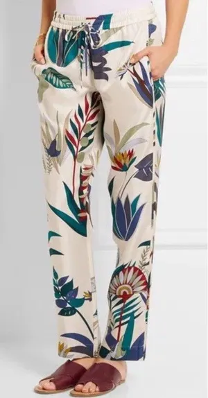 Tory Burch Women’s Sz 12 Adele Pant NWT 100% Silk, Floral, Resort Vacation Boho thumbnail 1