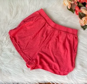 Linen Blend Pull On Shorts Coral Hibiscus by Wild Fable Size Small thumbnail 1