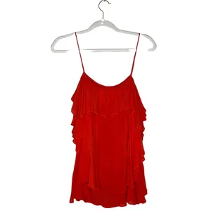 Free People Cascades Ruffle Cami Size XS Coral Red Orange Flowy thumbnail 4