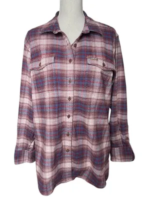 ARIAT Women’s Rebar Plaid Print Long Sleeve Button-Down Flannel Work Shirt thumbnail 1