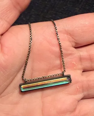 Retired Kendra Scott Jack Gunmetal Rainbow Crystal Bar Pendant Necklace thumbnail 1