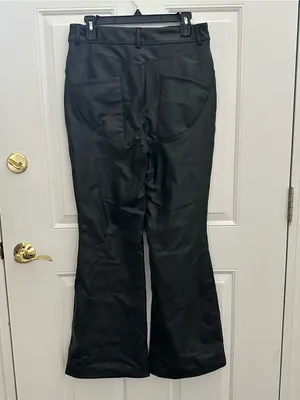 Halara Size L Women's Black Faux Leather Flared Pants NWOT thumbnail 10