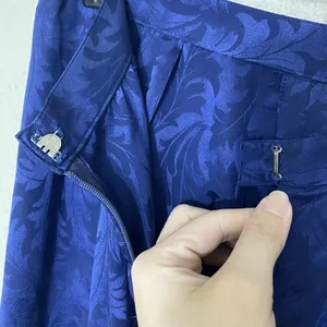 Vintage 100% Silk Blue Jacquard Skirt Size 10 Made In Korea thumbnail 6