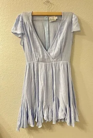 Hello Molly Dress‎ Womens S Blue London Calling Flowy Bohemian Faux Wrap Ladies thumbnail 1