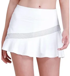 Camel Crown Skort Athletic Skirt‎ Womens Small White Mesh Panel Ruffle Hem NWT thumbnail 1