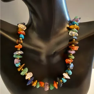 Southwestern Y2K Natural Gemstone Necklace Turquoise Amethyst Tiger Eye and More thumbnail 1