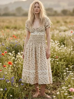 Free People Dainty Cottage Ethereal Bali Juniper Midi Dress 8 Lace Cream Floral thumbnail 15