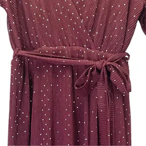 Baltic Born Grace Sparkle Sequin Maxi Dress Mulberry Faux Wrap Slit Size Medium thumbnail 5