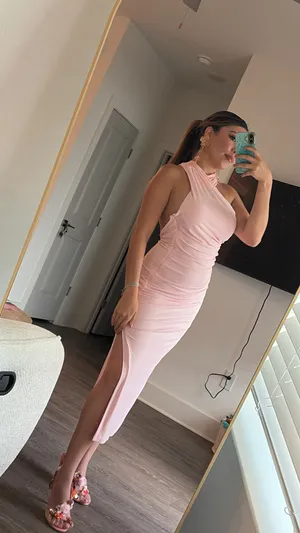 ZARA Pink Ruched Dress Halter thumbnail 2