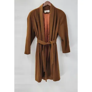 Vintage J. Hilary Wool Coat Womens 4 Belted Camel Brown Long Trench Made in USA thumbnail 9