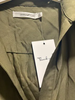 Olive Green Short Sleeve Fit-and-Flare Dress thumbnail 2