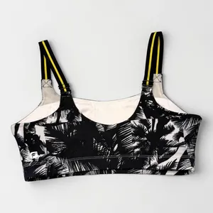 Fabletics Palm Print Sports Bra with Yellow Striped Straps‎ thumbnail 2