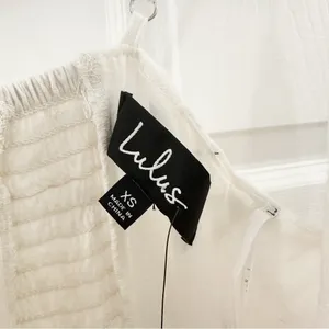 Lulu’s Light Breeze White Striped Crochet Lace Boho Tiered Maxi Dress Sz XS thumbnail 12