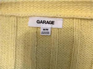 Garage Yellow Ribbed V-Neck Button Front Cropped Cardigan Sz M thumbnail 3