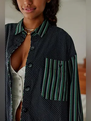 Free People Intimately Milk & Cookies Oversized Button Down Shirt Size Small thumbnail 4