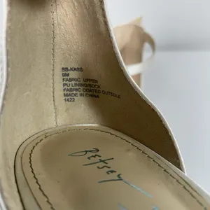 Betsey Johnson SB-Mel Block Heel Shoes Jeweled Satin Sandal Ivory Formal Size 9 thumbnail 9