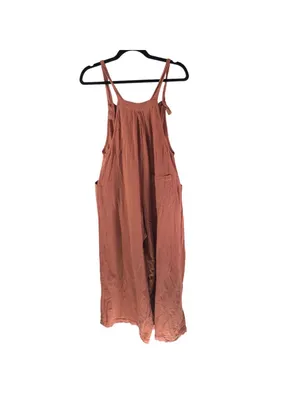Natural Life Womens Overalls Lightweight Cotton Wide Leg Pockets Orange S thumbnail 2