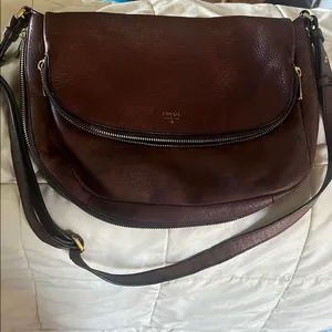 Fossil Preston Brown Leather crossbody Bag with expandable zipper & Flap… thumbnail 3